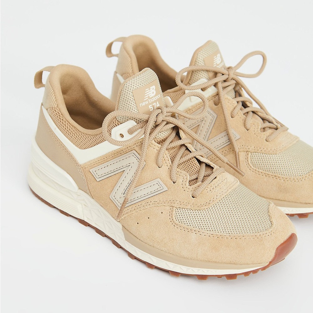Free People / New Balance 574 Sport Trainer / Tan, White, Cream / Size 10
